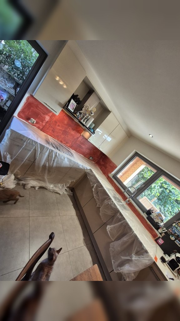 Avant - Carrelage Metro Blanc en crédence à Hermée